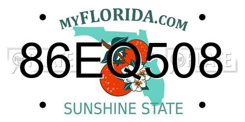 86EQ508 Florida License Plate