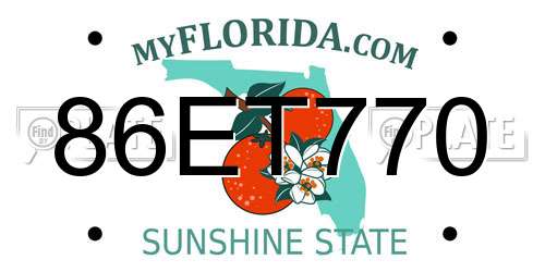 86ET770 Florida License Plate