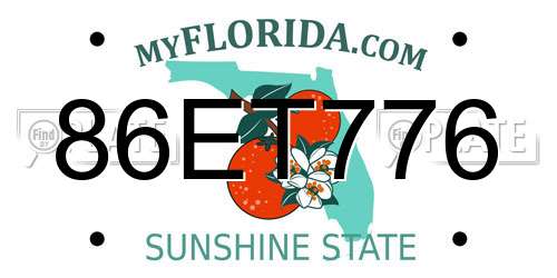 86ET776 Florida License Plate