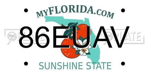 86EUAV Florida License Plate