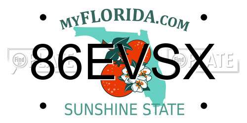 86EVSX Florida License Plate