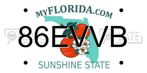 86EVVB Florida License Plate