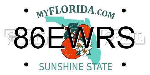 86EWRS Florida License Plate