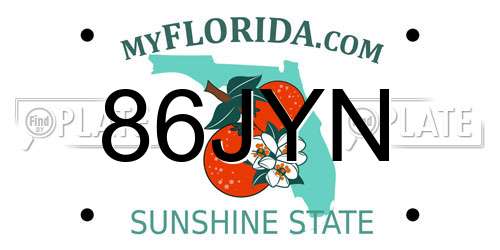 86JYN Florida License Plate