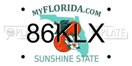 86KLX Florida License Plate