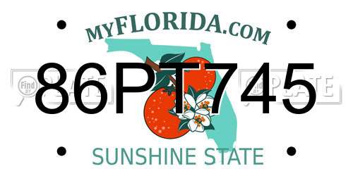 86PT745 Florida License Plate