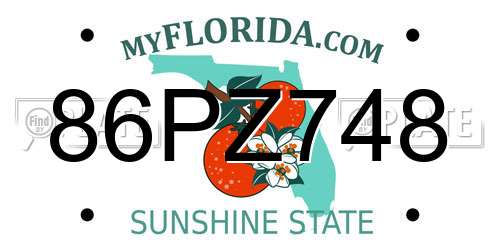 86PZ748 Florida License Plate
