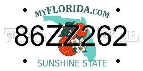 86ZZ262 Florida License Plate