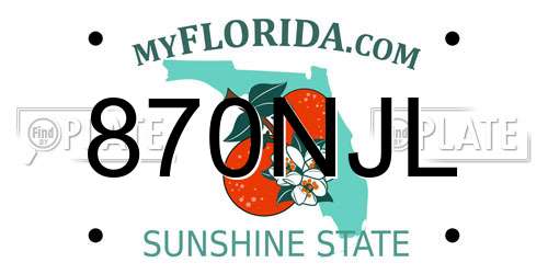 870NJL Florida License Plate