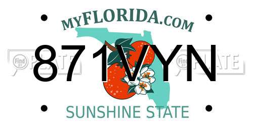 871VYN Florida License Plate