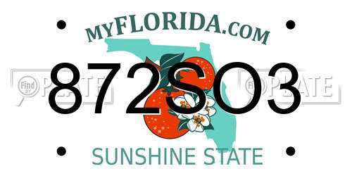 872SO3 Florida License Plate