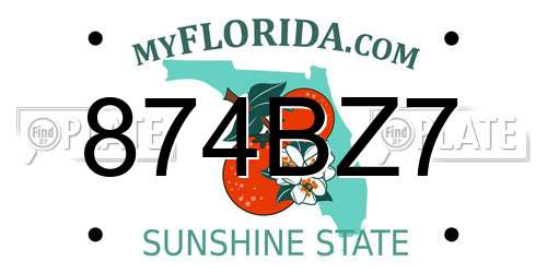 874BZ7 Florida License Plate