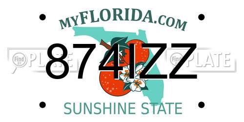 874IZZ Florida License Plate