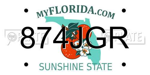 874JGR Florida License Plate