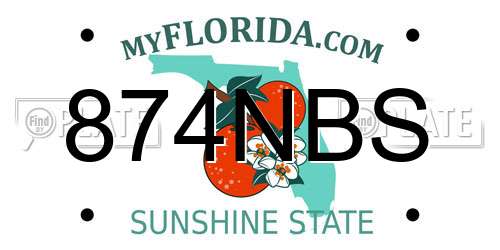 874NBS Florida License Plate
