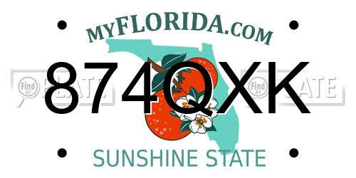 874QXK Florida License Plate