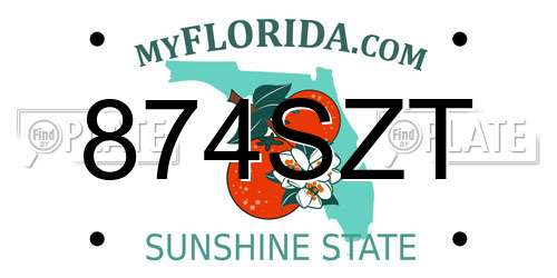 874SZT Florida License Plate