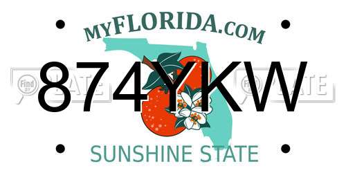 874YKW Florida License Plate