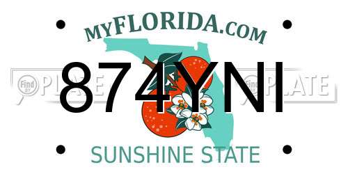874YNI Florida License Plate