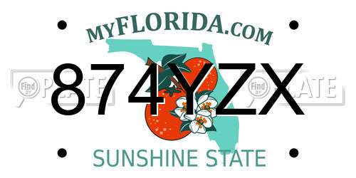 874YZX Florida License Plate