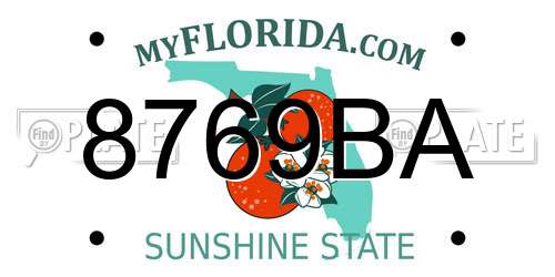 8769BA Florida License Plate
