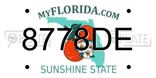 8778DE Florida License Plate