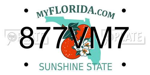 877VM7 Florida License Plate