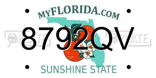 8792QV Florida License Plate