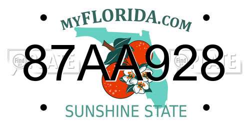 87AA928 Florida License Plate