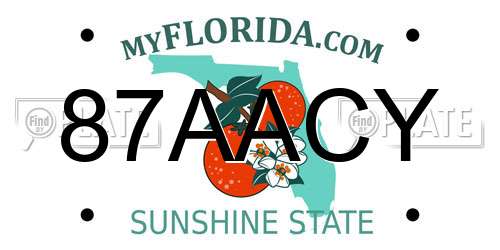87AACY Florida License Plate