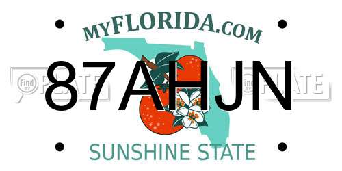 87AHJN Florida License Plate