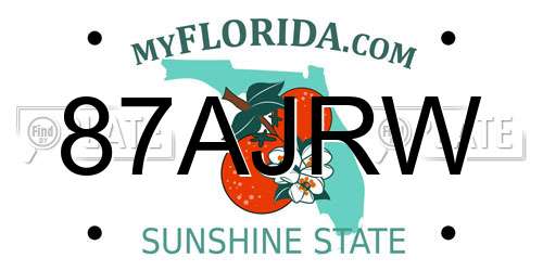 87AJRW Florida License Plate