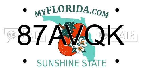 87AVQK Florida License Plate
