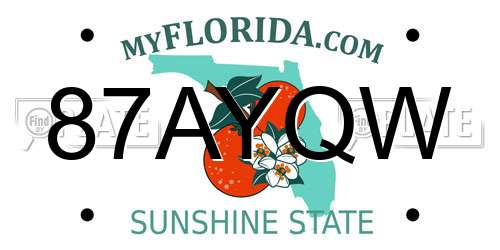 87AYQW Florida License Plate