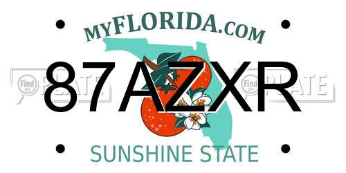 87AZXR Florida License Plate