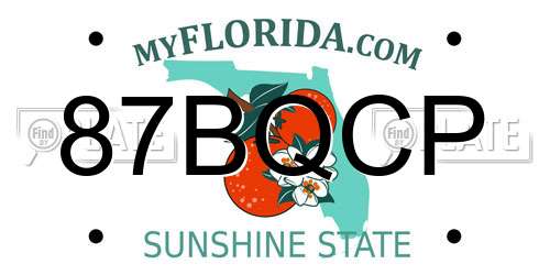 87BQCP Florida License Plate