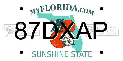 87DXAP Florida License Plate