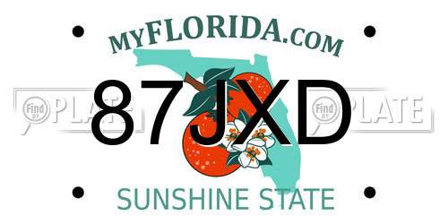 87JXD Florida License Plate
