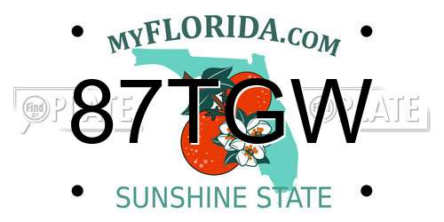 87TGW Florida License Plate