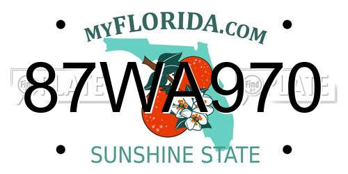 87WA970 Florida License Plate