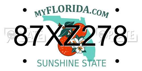 87XZ278 Florida License Plate
