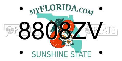 8808ZV Florida License Plate