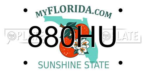 880HU Florida License Plate