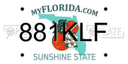 881KLF Florida License Plate