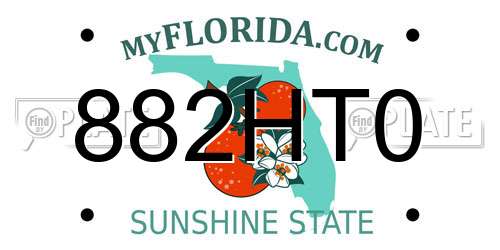 882HT0 Florida License Plate