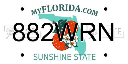 882WRN Florida License Plate