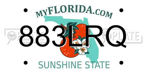 883LRQ Florida License Plate