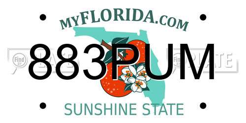 883PUM Florida License Plate