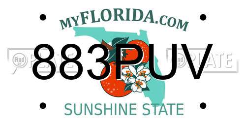 883PUV Florida License Plate