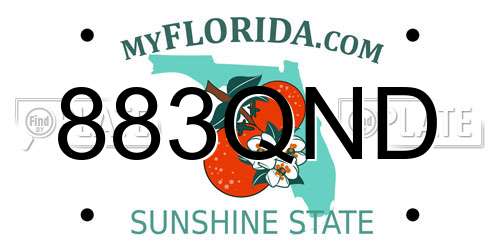 883QND Florida License Plate